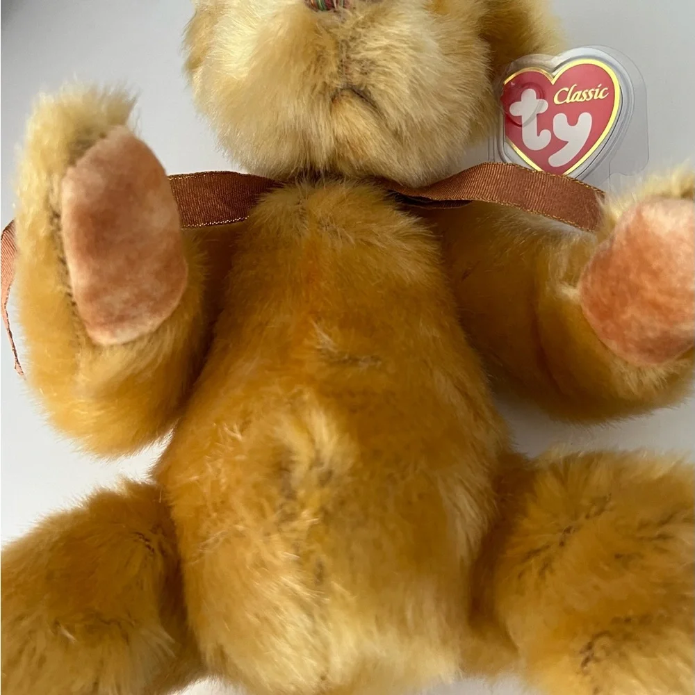 Ty Beanie Baby 2000 Classic “Jeeves” TeddyBear Golden Plush Stuffed Rainbow Nose